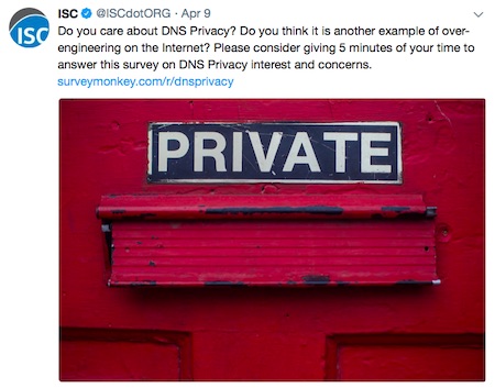 Screenshot of ISC tweet with survey results